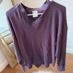 Aerie Purple Waffle Knit Long Sleeve Top